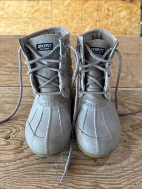 Sperry Light Taupe Lace-Up Duck Boots